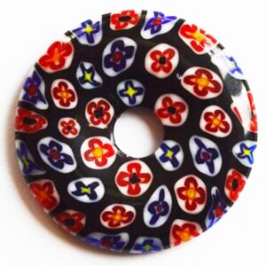 Millefiori klaasist ripats 30x4-5mm, ava 6mm, pakis 1 tk