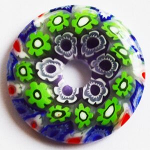 Millefiori klaasist ripats 30x4-5mm, ava 6mm, pakis 1 tk