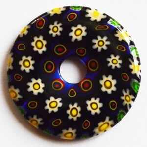 Millefiori klaasist ripats 30x4-5mm, ava 6mm, pakis 1 tk