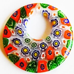 Millefiori klaasist ripats 35x4,5mm, ava 13mm, pakis 1 tk