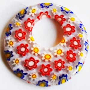 Millefiori klaasist ripats 35x4,5mm, ava 13mm, pakis 1 tk