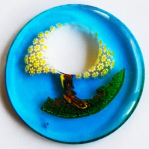 Millefiori klaasist ripats 35x4,5mm, ava 13mm, pakis 1 tk