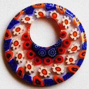 Millefiori klaasist ripats 35x4,5mm, ava 13mm, pakis 1 tk