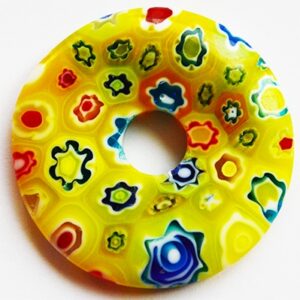 Millefiori klaasist ripats 45x5mm, ava 10mm, pakis 1 tk