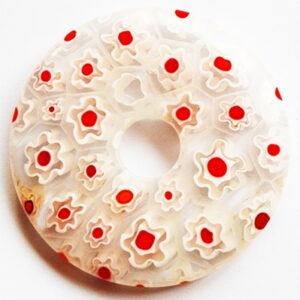 Millefiori-lasiriipus 45x5mm, reikä 10mm, 1 kpl pakkauksessa