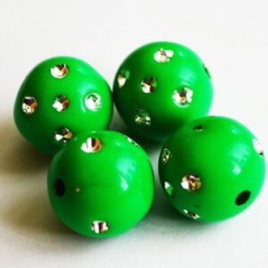 Akrüülhelmes  14mm, roheline-hõbe, ava 1,8mm, pakis 4  tk