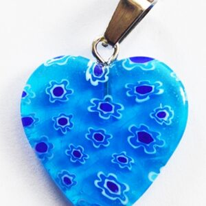 Millefiori ripats Süda 20x20mm sinine, 1 tk