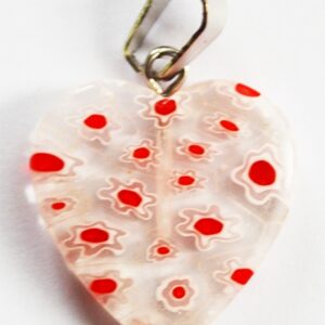 Millefiori ripats Süda 20x20mm läbipaistev-punane, 1 tk