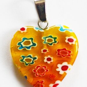 Millefiori ripats Süda 20x20mm kollane, 1 tk