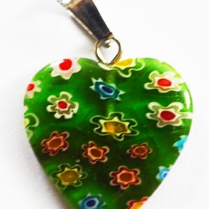 Millefiori ripats Süda 20x20mm tumeroheline, 1 tk