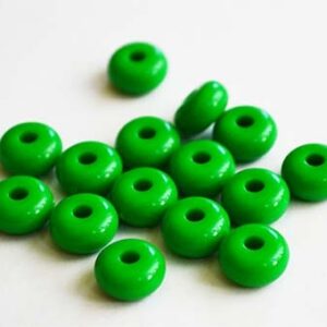 Akryylirondelli 9x4mm, vihreä, reikä 2,5mm, 15 kpl pakkaus