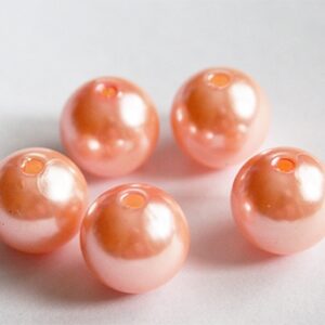 Akrüülpärl 14mm, ava 2mm hele oranžikasroosa, pakis 5 tk.