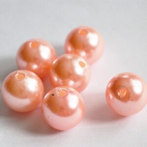 Akrüülpärl 14mm, ava 2mm oranžikasroosa, pakis 6 tk.