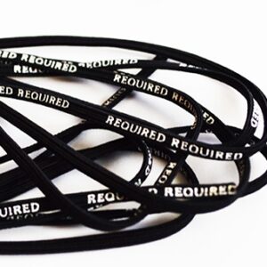 Nylon elastic band 3mm with letters, black, approx. 2 m per pack