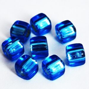 Akrüülhelmes 7,5x8mm hõbedane sisu, läbipaistev sinine, 12 tk