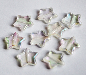 Akrüülhelmes Täheke 12x12mm AB läige roosakas/metallik, ava 1mm,  pakis 10 tk