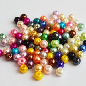 Klaaspärl 6mm, mix, ava 1mm, pakis 100 tk.