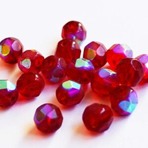 Lihvitud klaashelmes 7,5-8mm, tumepunane osaliselt metallik läige, pakis 15 tk