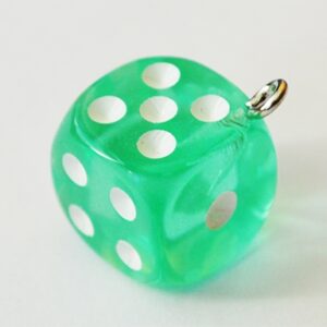 Hartsi riipus Dice 23x19x19mm, reikä 2mm läpinäkyvä sini-vihreä, pakkaus 1 kpl.