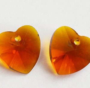 Lihvitud klaasripats Süda 10x10mm, pruun, ava 1mm,  2 tk