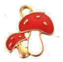 Metallripats Seened 19x16mm punane/valge//kuldne, pakis 1 tk