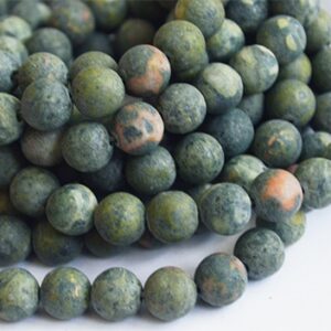 Rüoliit (jaspis) 8mm looduslik kivi matistatud, ava 1mm, pakis 10 tk