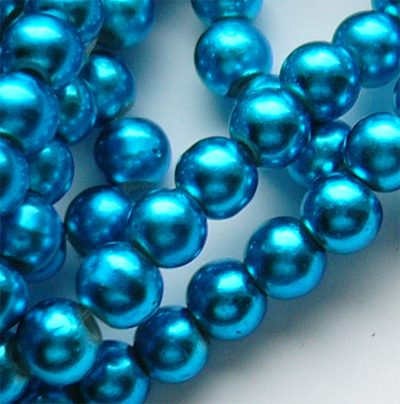 Стеклянная бусина 6mm, голубая, 10 шт.