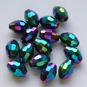 Lihvitud ovaalne klaashelmes 9x6mm, mitmevärviline, AB läige, 1 tk