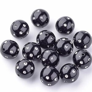 Akrüülhelmes 14mm must hõbedaste täppidega, 1 tk