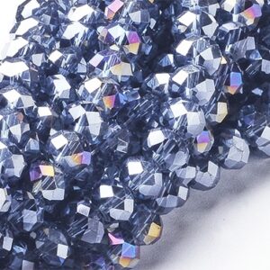Lihvitud rondell 6x4mm electroplated, sinakashall, pakis 15 tk