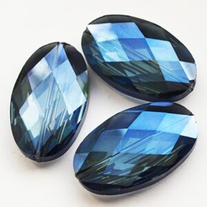Klaashelmes 30x20x10mm, ovaalne lihvitud vikerkaare läige, hallikassinine, 1 tk