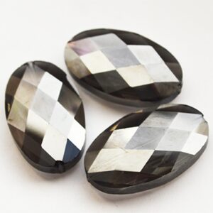 Klaashelmes 30x20x10mm ovaalne lihvitud vikerkaare läige, hall, 1 tk