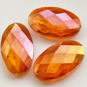 Klaashelmes 30x20x10mm, ovaalne lihvitud vikerkaare läige, oranž, 1 tk