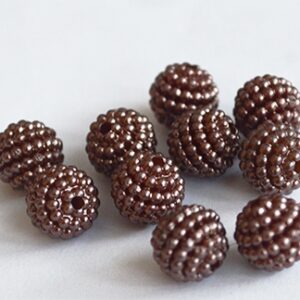 Akrüülhelmes 9,5x10mm pärliläikeline mummuline tumepruun, 10 tk