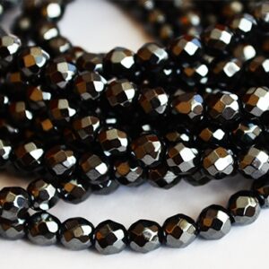 Hematiitti 6mm fasetti musta, 1 kpl