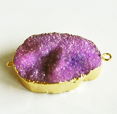Akaatti korulinkki 40x23x8mm pinkki lila kulta, 1 kpl.