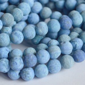 Ahhaat 8mm looduslik ümar matistatud  sinine, pakis 10 tk