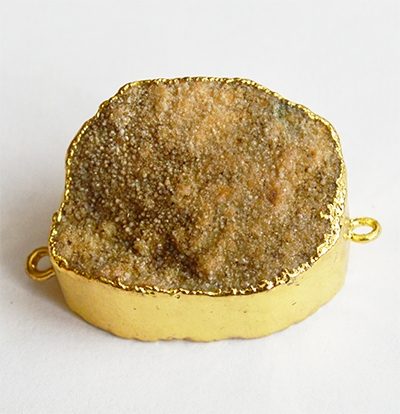 Akaatti korulinkki 38x21x17mm harmaanruskea-kulta, 1 kpl.