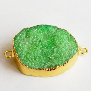Akaatti korulinkki 36x22mm vaaleanvihreä-kultainen, 1 kpl.