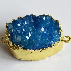 Akaatti korulinkki 34x22x13mm sininen-kulta, 1 kpl.