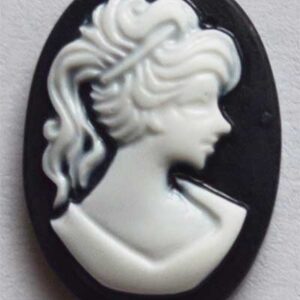 Kunstvaigust kamee 18x13mm must-valge, 1 tk