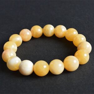 Nefriit käevõru, helmed 12mm, looduslik, värvitud, helekollane, 1 tk