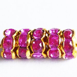 Akrüülkivikestega messingist vahehelmes 7x3mm roosakaslilla-kuldne, 1 tk