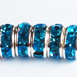 Kivikestega messingist vahehelmes 7x3,2mm sinine-hõbedane, 1 tk