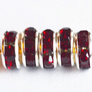 Kivikestega messingist vahehelmes 6x3mm tumepunane-hõbedane, 1 tk