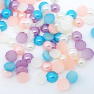 Akrüülist liimitav poolpärl 4mm, helesinine, valge, virsikroosa, helelilla, 50 tk
