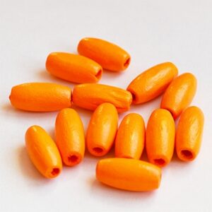 Puuhelmed 15x7mm ovaalsed, värvitud, oranžid, ava 2,5mm, 10 tk