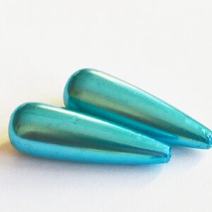 Akryyli helmiäinen pisara 30x10mm, sininen, reikä 1,5mm, 2 kpl