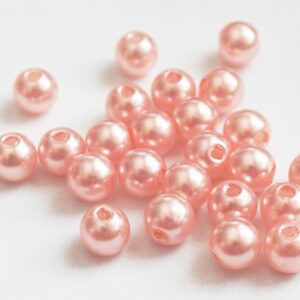 Akryyli helmiäinen 8mm pyöreä,vaaleanpunainen, reikä 2mm, 10 kpl