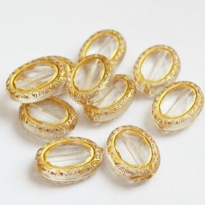 Akrüülhelmes 18x13x5mm ovaalne läbipaistev-kuldne, ava 1,5mm, 1 tk